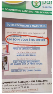 Affiche Leclerc avec une faute