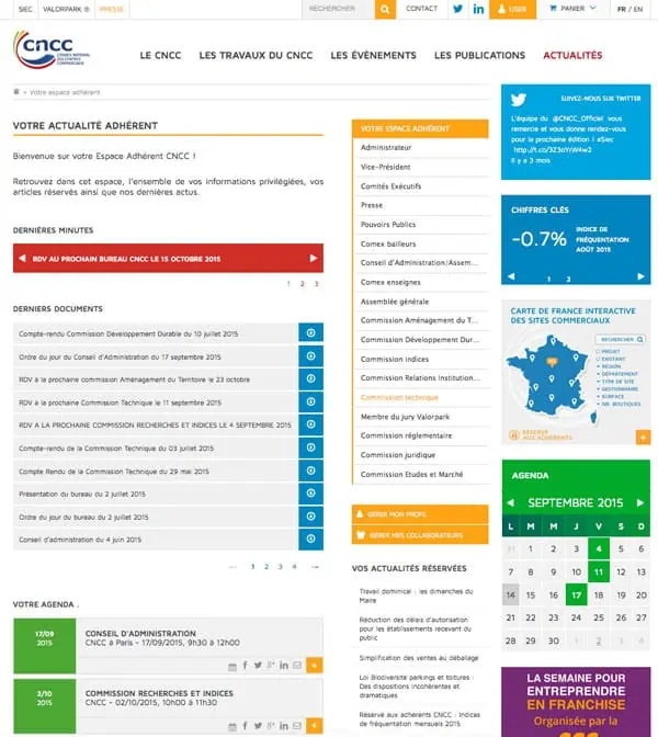 cncc-accueil-perso-extranet-adhérent-réalisations CNCC Accueil personnalisé extranet